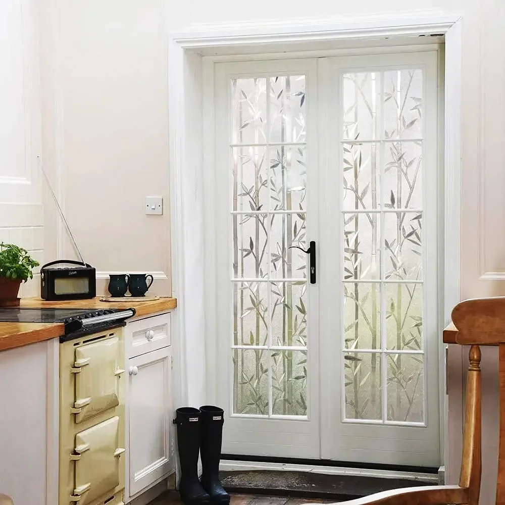 Window privacy film window film window sticker Bamboo Window Film Stained Glass Frosted Privacy Decal Decorative Window Cling No Glue Removable Stickers