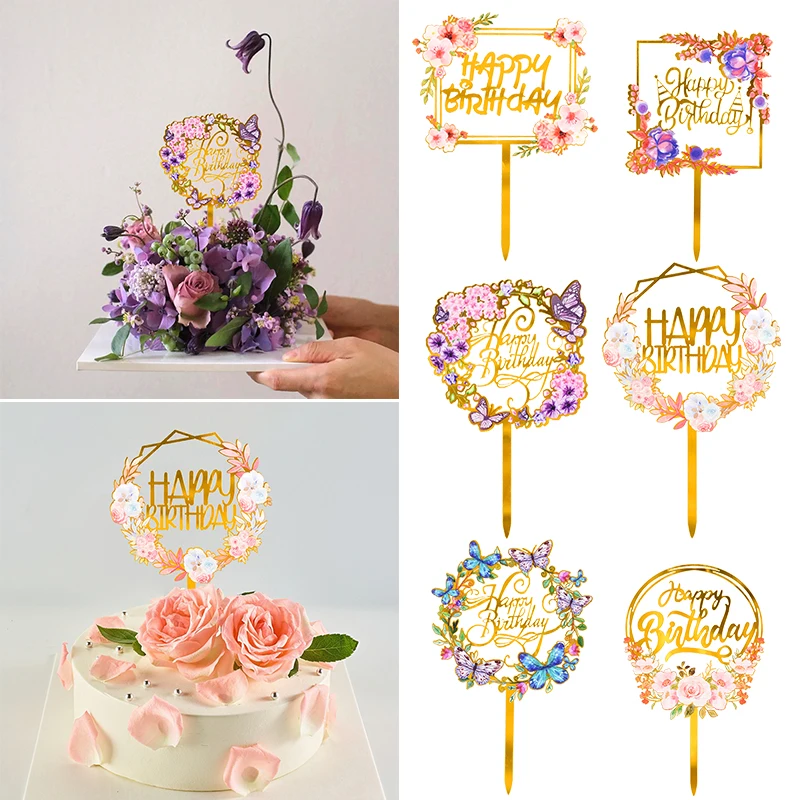 Décoration De Gâteau En Acrylique Doré Joyeux Anniversaire, Décoration De  Cupcake love You Forever Pour Mariage, Fête D'anniversaire - Décoration  De Gâteau - AliExpress