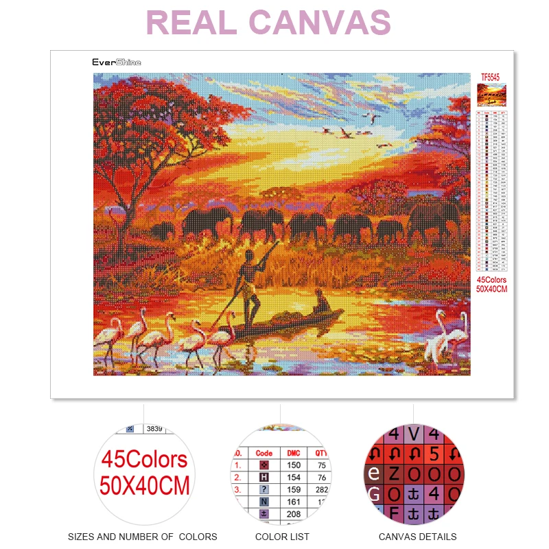 EverShine 5D Diamond Mosaic Elephant Picture Rhinestones Diamond Painting Sunset Full Square Drill Embroidery Animal Home Decor diamond painting