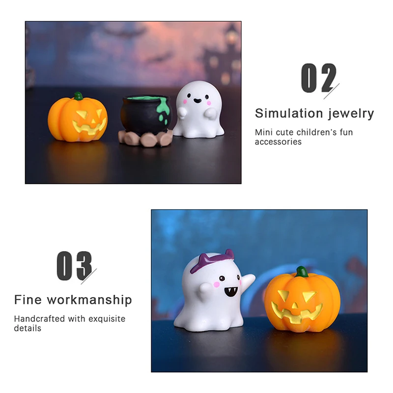 Description Picture 3 of itemCute Halloween Micro Landscape Miniature Figurines Resin Craft Mini Fairy Garden Ornaments Cute Pumpkin Ghost Vampire Decoration