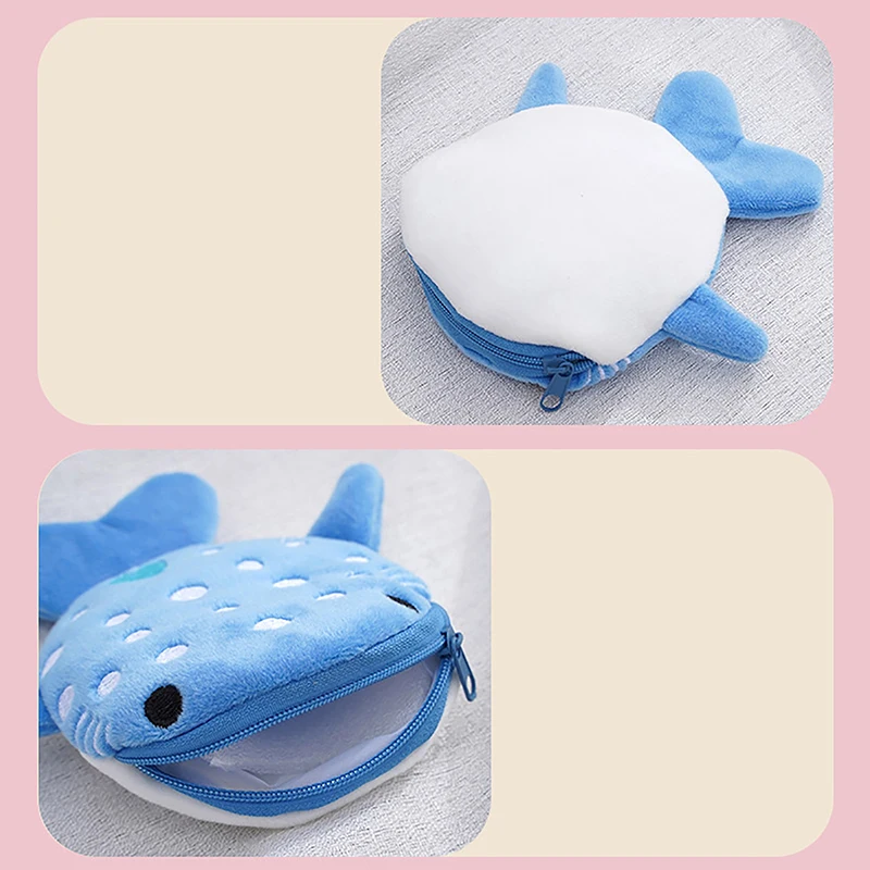 1PCS Children's Cartoon Shark Wallet Zipper Bag Children's Pendant Decoration Small Gift Data Cable Bag coin purse card wallet coin wallet