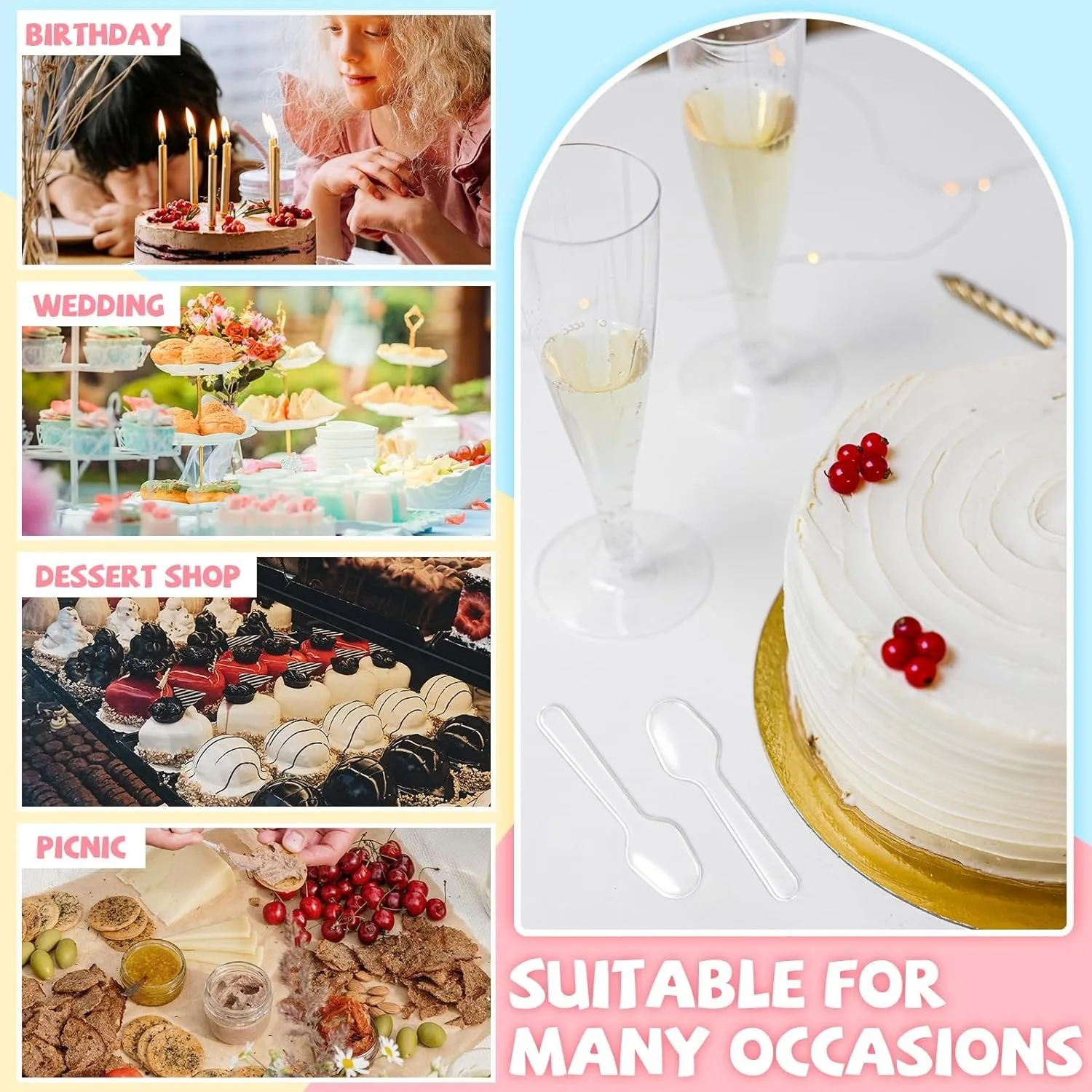 500pcs Mini Ice Cream Spoon Disposable Dessert Spoons Wedding Party Tableware Kitchen Accessories Tool Birthday Party Supplies