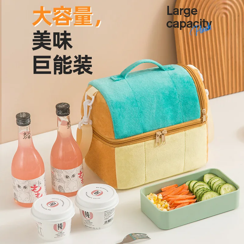 N/A Portable Isotherme Thermique glacière bento boîte à Lunch fourre-Tout Pique-Nique Sac de Rangement Pochette Sacs à Lunch, Rose Blanc
