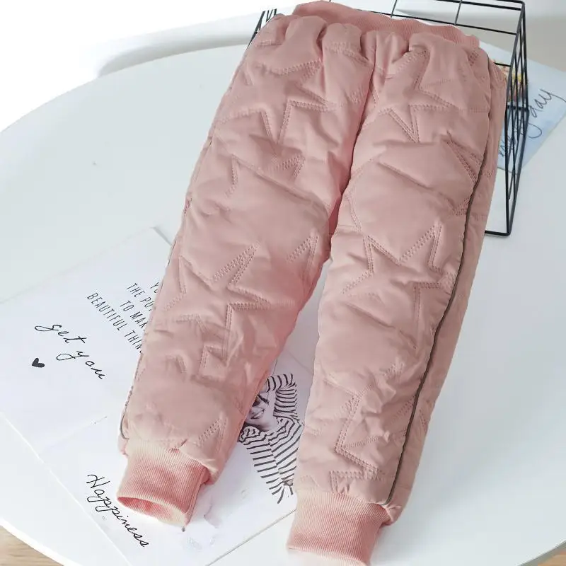 2023 가을 겨울 어린이 레깅스 따뜻한 바지, 남아 여아 다운 코튼 바지, 탄성 허리, 두꺼운 아동복, 신제품
