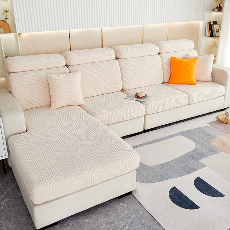 Jacquard Cushion Cover for Living Room Wave Pattern Sofa Cover Velvet Couch Cover Sofa Protector Seat Cover 6