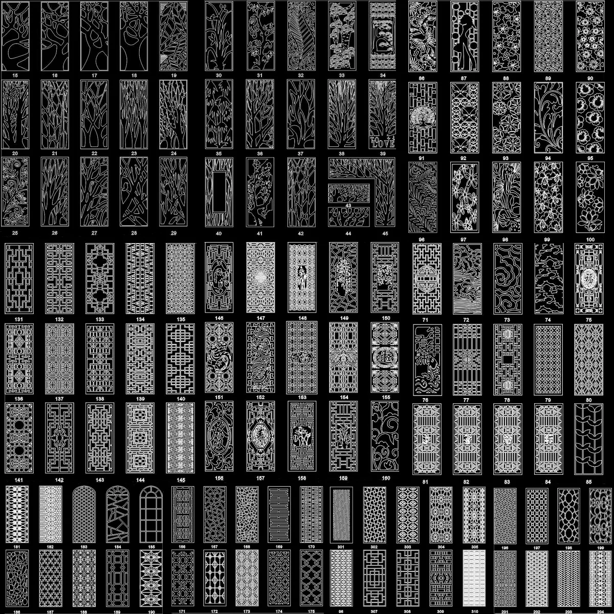 1000PCS+ Partition Hollow Screen Floral Decor Laser Cutting Hollow Screen Panel Vector Design CDR DXF File for Cutting Engraving