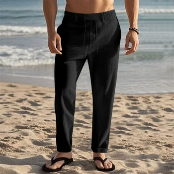 Men's Lightweight Linen Pants with Pockets for Summer Comfort