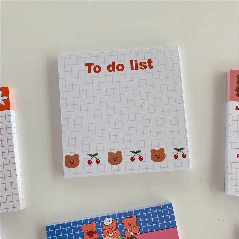 50 Sheets Korea Paper Joy Bear Planner Sticky Notes Kawaii Stationery Cute Memo Pad Notepad Office Leave Message Office Supplies