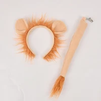 Lion Costume Set Ears Headband Tail Plush Animal Fancy Costume Accessories for Kids Halloween Cosplay Accessories 2