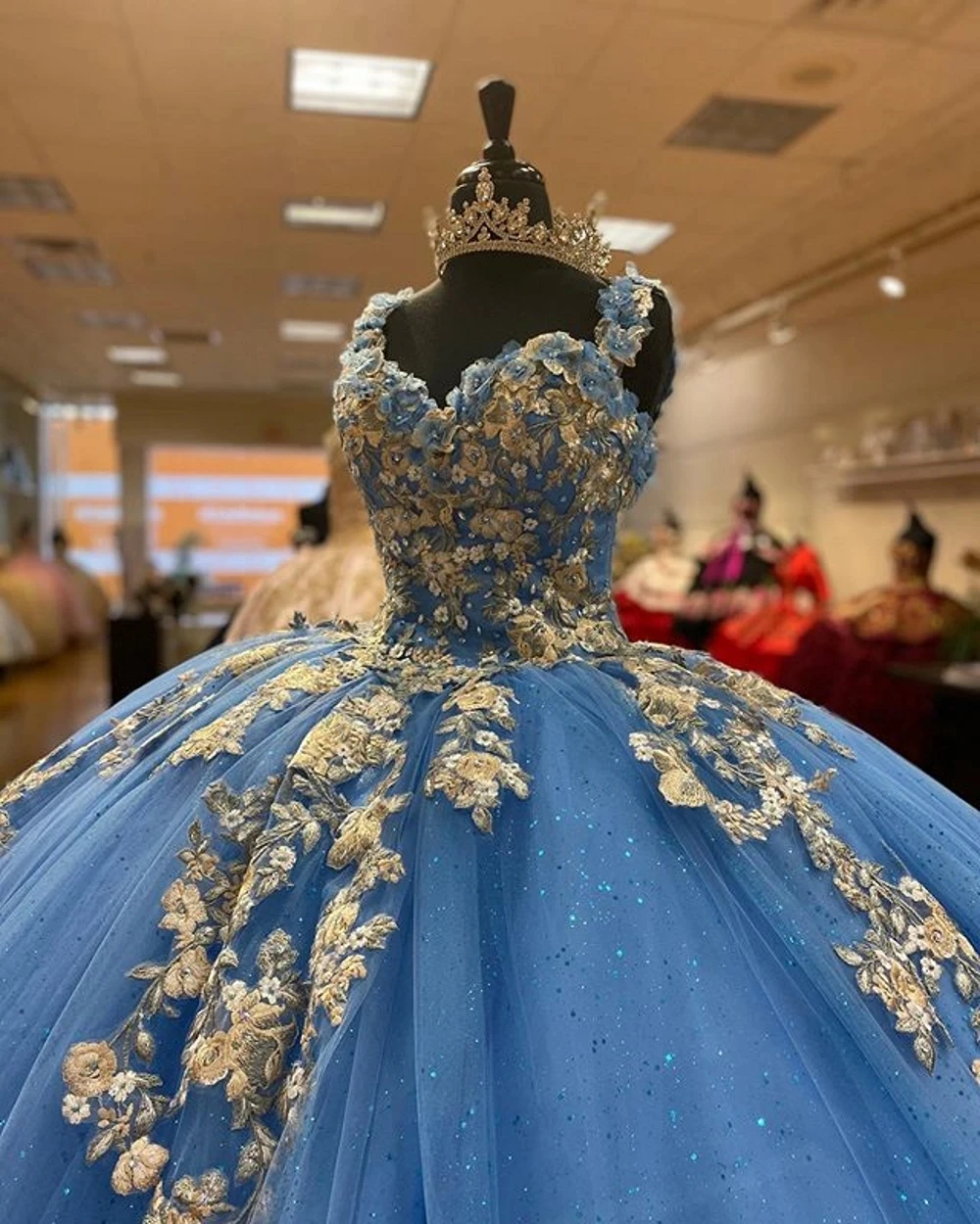 ANGELSBIDEP Strap Ball Gown Quinceanera Dresses Vestidos De 15 Anos Charming 3D Flower Applique Sweet 16 Princess Party Gowns