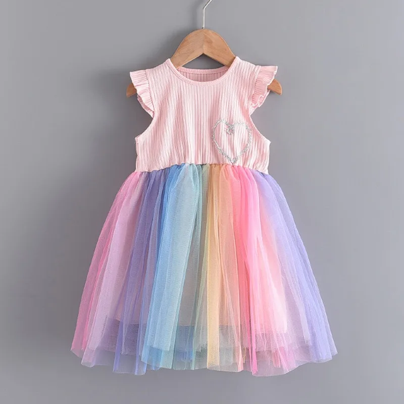 

2023 New Girls' Mesh Dress Summer Baby Korean Edition Foreign Fashion Children's Wear Children's Mesh Red Tank Top Skirt