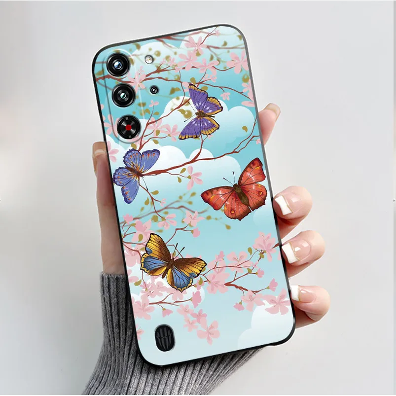 Soft Silicone Black Shell with Cute Flower Design - Protective Case