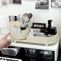 Cosmetics Storage Box Rotating Pen Holder Vanity Table Desktop Makeup Brush Organizer Lipstick Eyeshadow Powder Puff Shelf -- 2