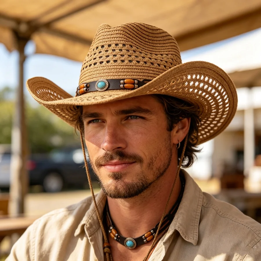 Vintage-Inspired Unisex Cowboy Sun Hat with Breathable Design and Large Brim for Ultimate Sun Protection