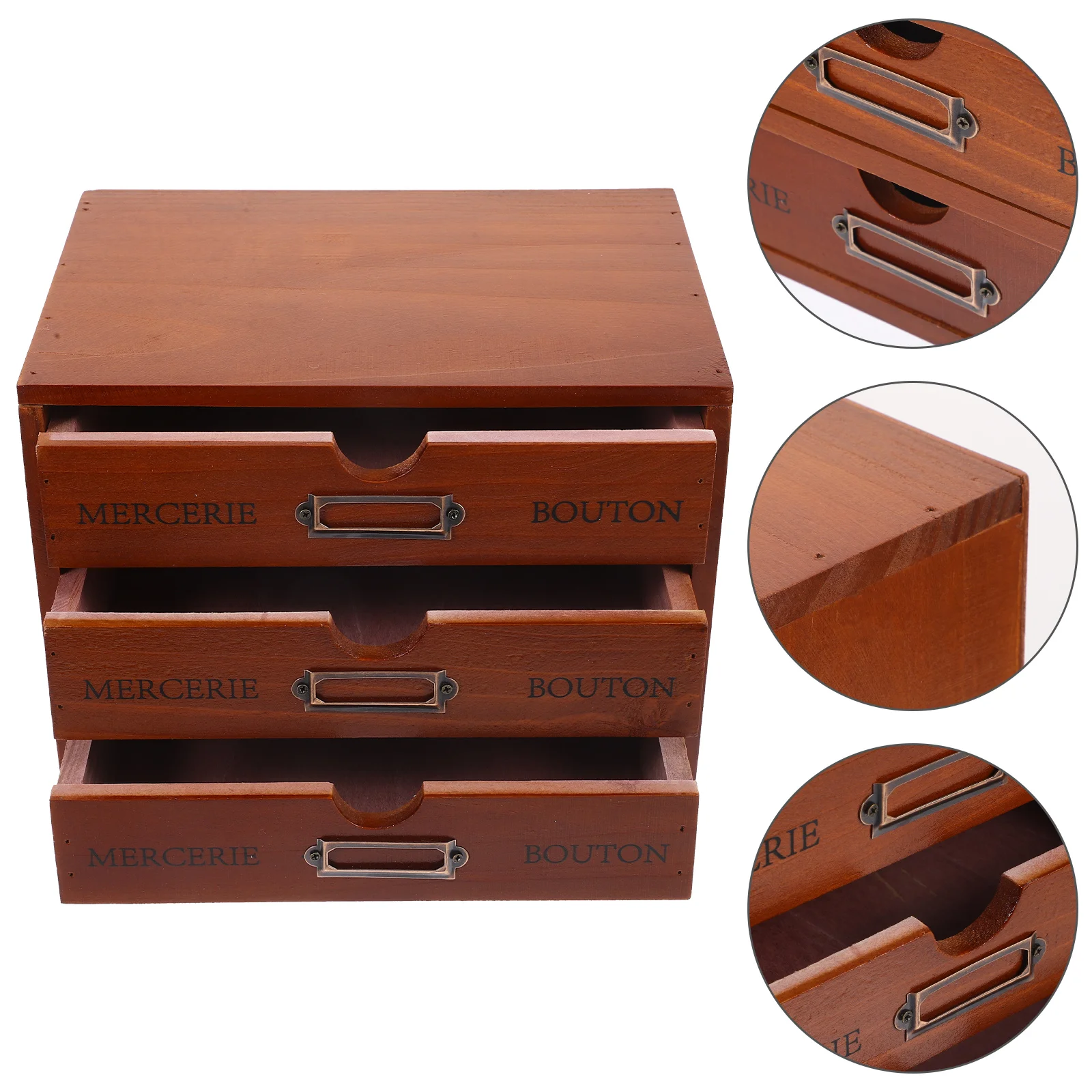 

Drawer Type Desk Organizer 3-Tier Sundries Storage Box Wooden Small Drawer For Jewelry Trinket Stationery Display 25x19x17.5cm