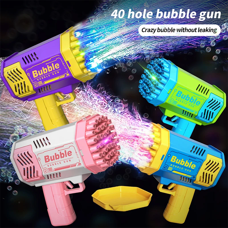 40 hole handheld massive foaming space light bubble machine electric children's toys without battery without bubble water