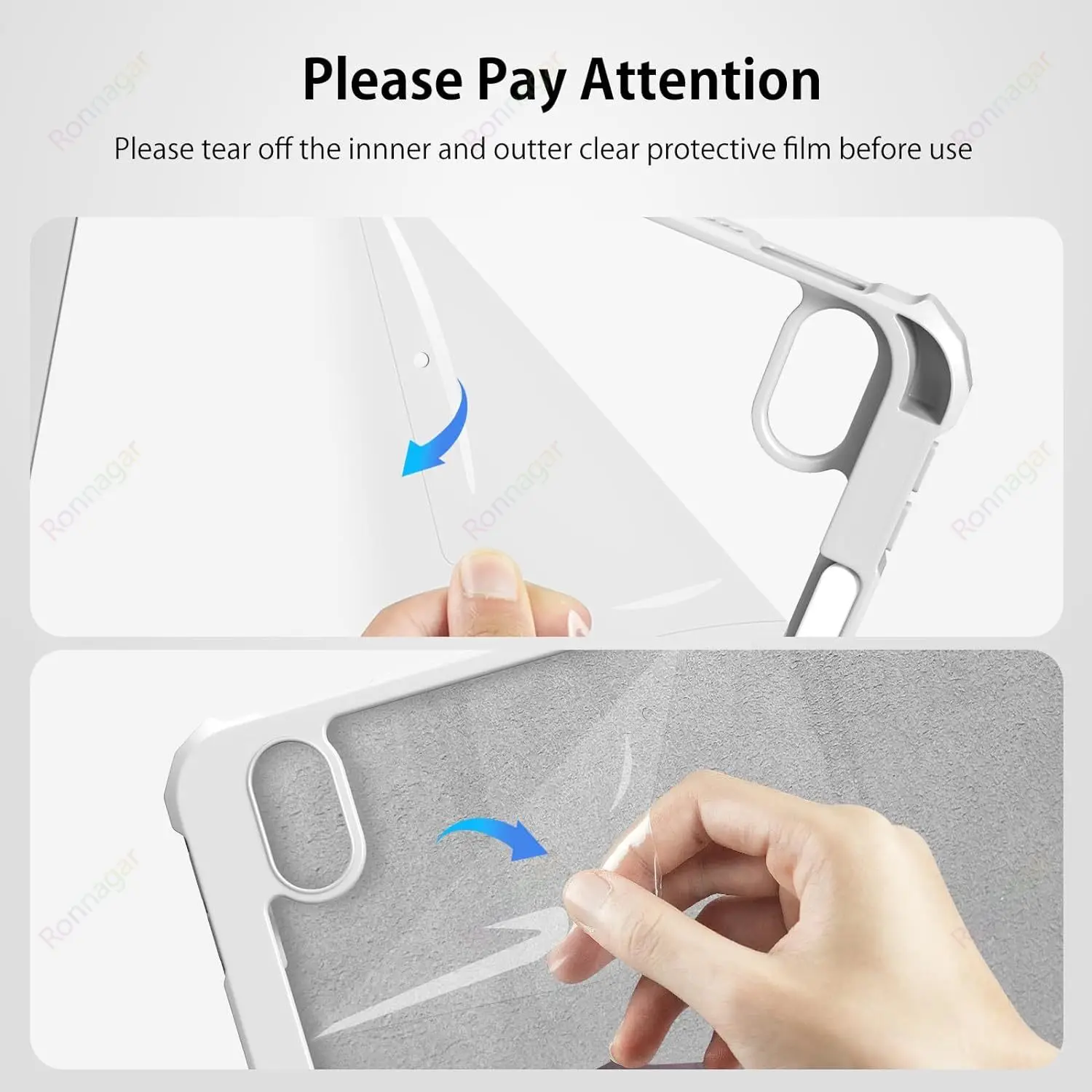 Clear Transparent Back Case with Pencil Holder for iPad - Enhanced Protection and Sleek Design