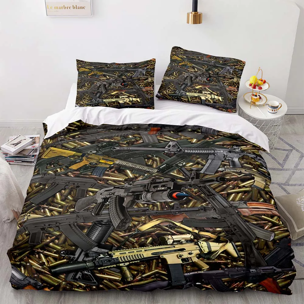 

Weapon Gun 3D Comforter Bedding Set Duvet Cover Bed Set Quilt Cover Pillowcase King Queen Size Bedding Set Gift