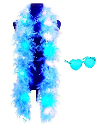 Colorful Feather Boas 2M 60g LED Lights Feather Boas for Women