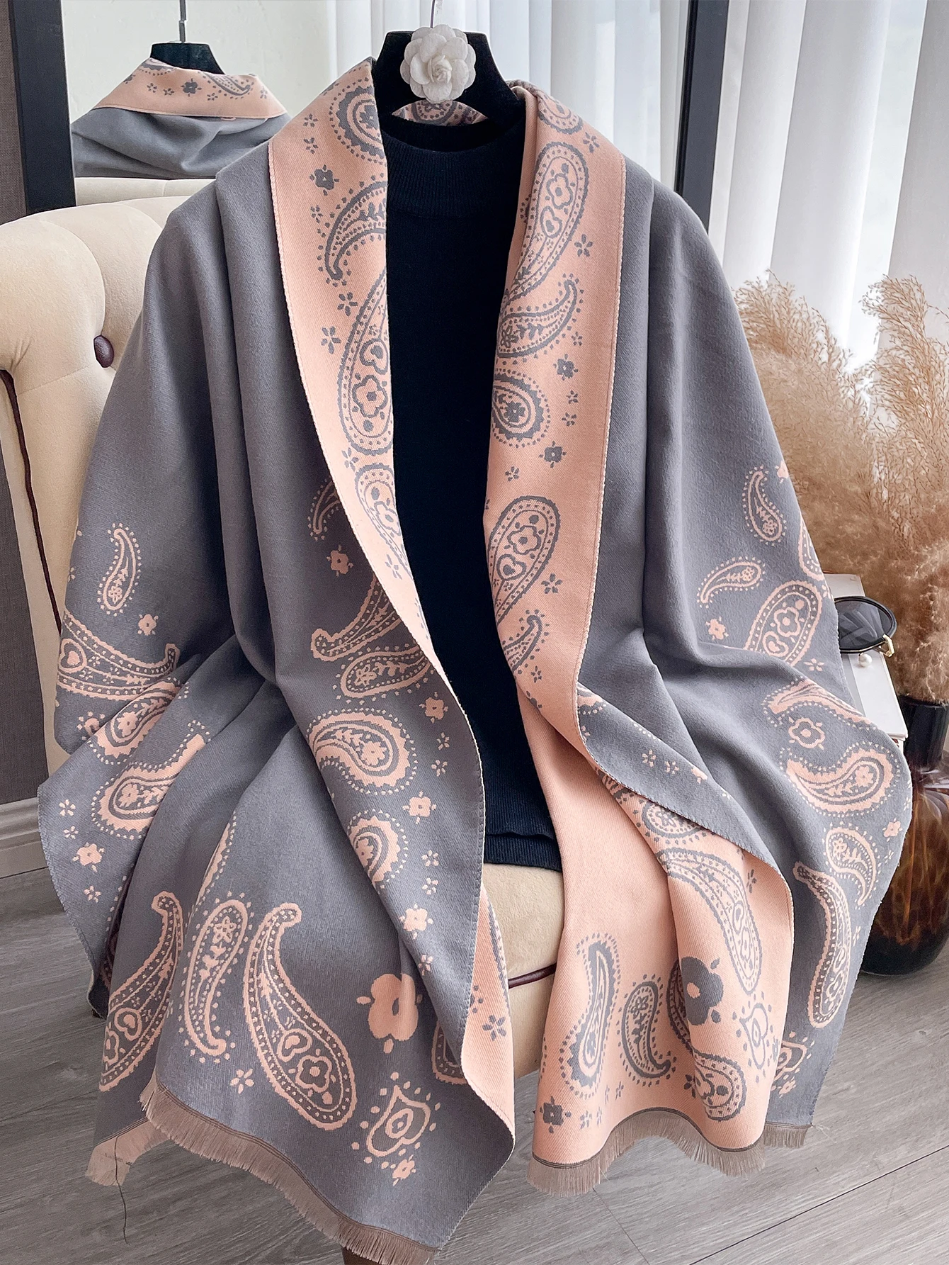 2024 Winter Fashion Women Cashmere Scarf Thick Warm Pashmina Shawls Wraps Jacquard Lady Blanket Echarpe Bufanda Hijab Female New