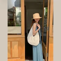 Koreana Hollow out Large Capaci Woven oulder Bag Women's 2025 Spring Summer New Holiday Crossbody Tote Bag