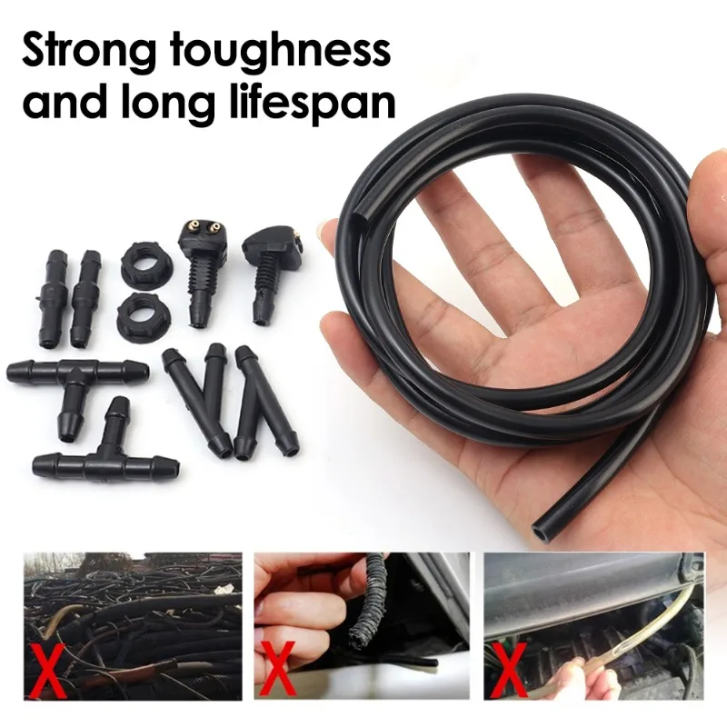 Hot Car Auto Windshield Washer Hose Wiper Blade Pipe Jet Spray Nozzle Water Fluid Tube Joiner Connector Replacement Kit 4