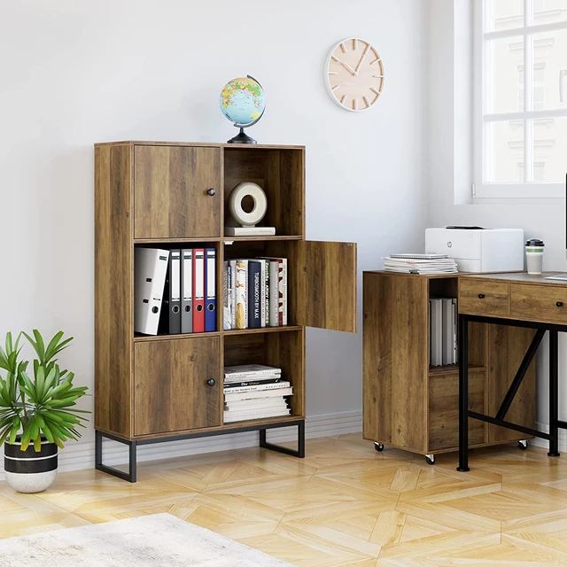 Estantería de escritorio de madera de 2 capas – Organizador de escritorio  con cajones, estantes de almacenamiento abiertos para oficina, estantería  de