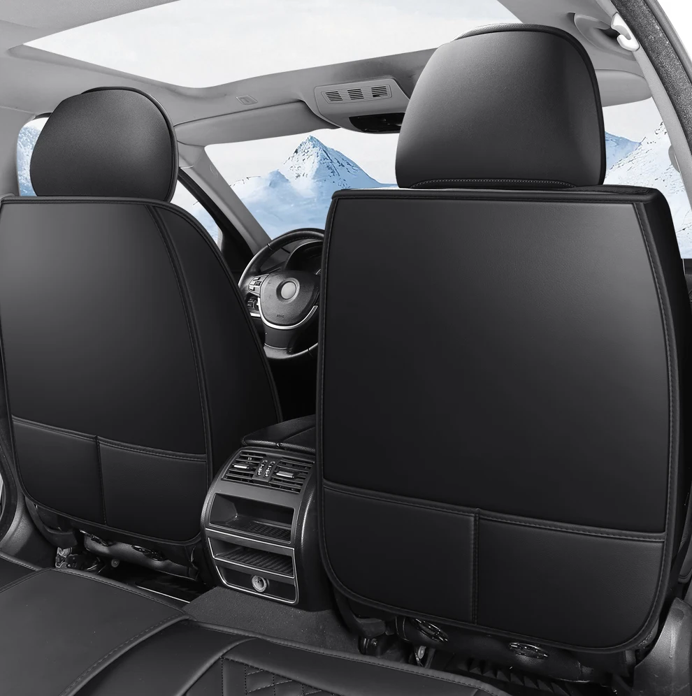 Premium 5-Sitzer-Autositzbezüge aus PU-Leder, Eisseidenstoff, vollständige Abdeckung, geteilte Kopfstütze, rutschfest, langlebig, universelle Passform, 95 % Autos – Detail 9