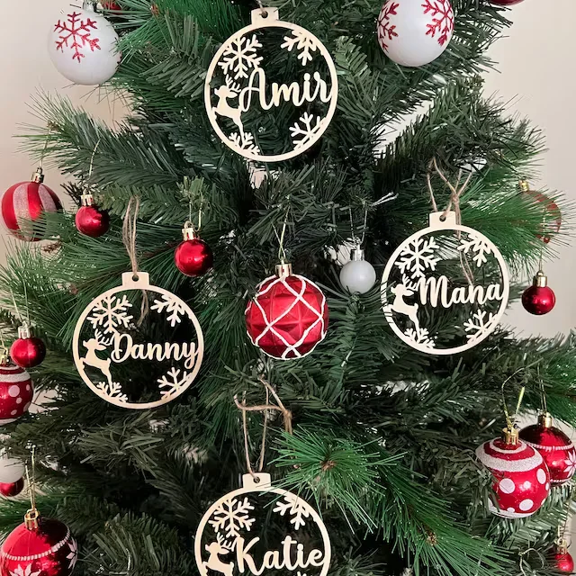 Personalized Christmas Bauble -Christmas Ornament Ball Wooden Ornament Ball with name and year