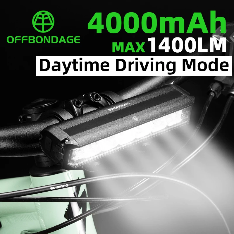 OFFBONDAGE Bicycle Light Front 2600Lumen Bike Light 8000mAh Waterproof