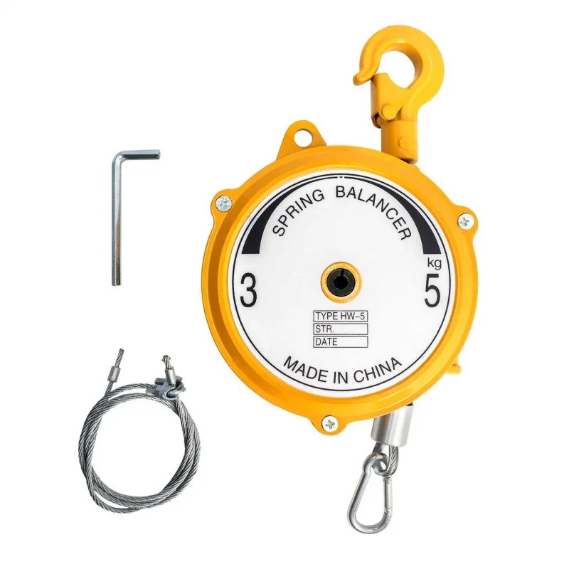 Spring Balancer 7-11lbs(3-5kg) Retractable Balancer with 5 Ft Wire Rope Hook Retractable Spring Tool Hanging Holding Equipment