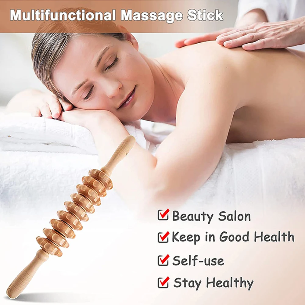 Tcare Gua Sha Board Wooden Exercise Roller Handheld Cellulite Blasters Sports Injury Body Trigger Point Muscle Roller Sticks Massager