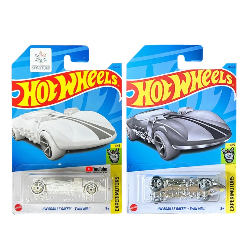 

2023 Hot Wheels C4982-85 HW Braille Racer Twin Mill White Grey National Federation of The Blind 1:64 Diecast Car Model Toy