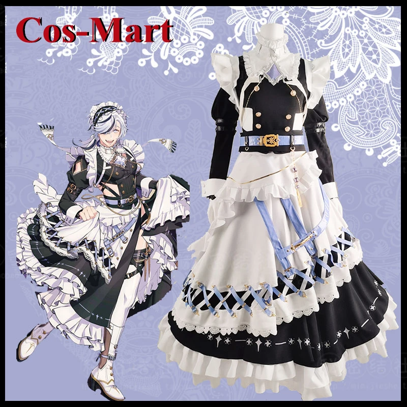 Cos-Mart 게임 뉴: 카니발 블레이드 코스프레 의상, 달콤하고 사랑스러운 파이팅 메이드 유니폼 드레스, 활동 파티 역할 놀이 의상