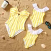 Mother and Daughter Matching Clothes Swimsuit 2025 New Family Matching Swimwear Ruffles One-Piece Suit Swimming Shorts Beachwear 3