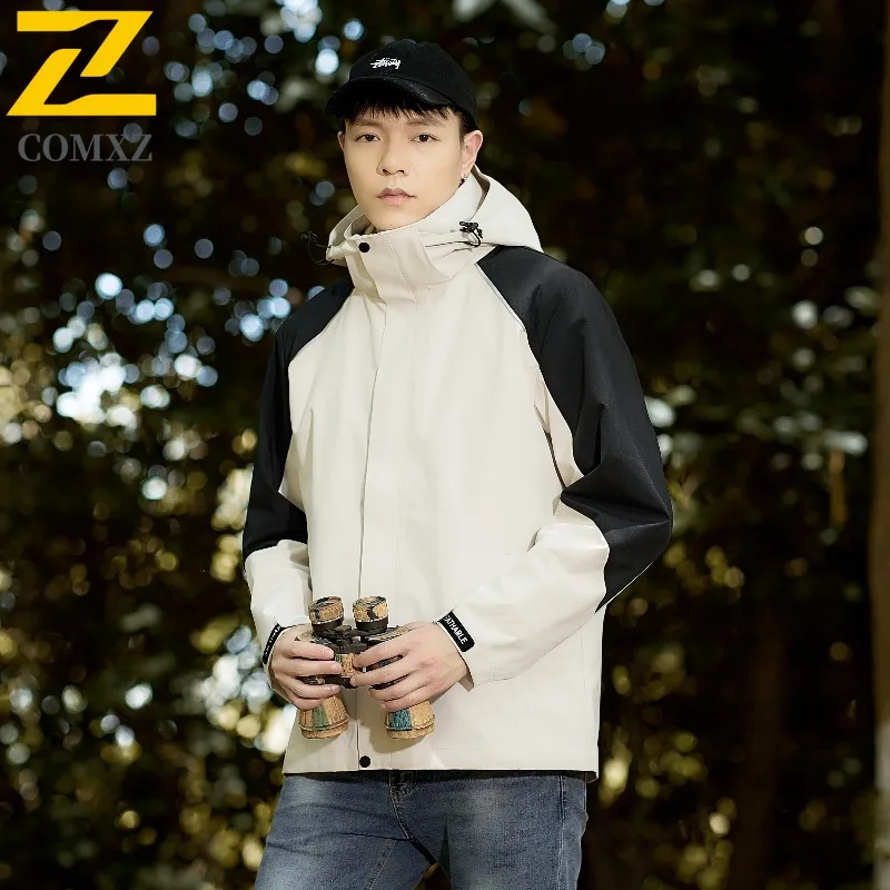 COMXZ Mens Jacket Comfortable Outdoor Adventure Thickened Warm Parka Street Style Cold Resistant Winter Zipper Outerwear