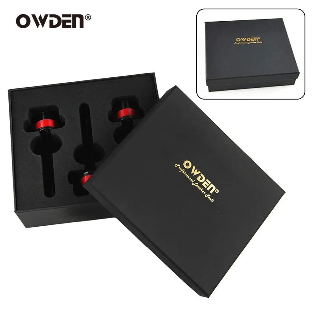 OWDEN 가죽 벨트 엔드 커터 펀치 세트, 날카로운 'V' 모양 커터 펀치 키트, 벨트 가죽 도구 키트, 3 개