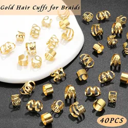 Elegant Gold Hair Cuffs: 40-Piece Versatile Jewelry Set (Golden)