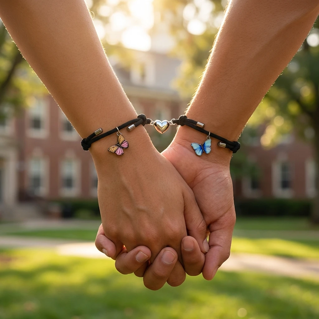 2026 Magnetische blaue Schmetterlings-Paararmbänder für Damen und Herren – Niedliche, verstellbare Seilarmbänder, passende Versprechensarmbänder, Valentinstag-Schmuckgeschenk