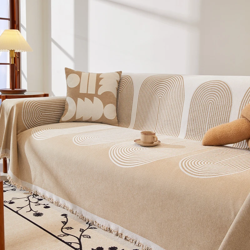 1PCKhakiTasselTrimDustproofLivingRoomSofaCoverLivingRoom