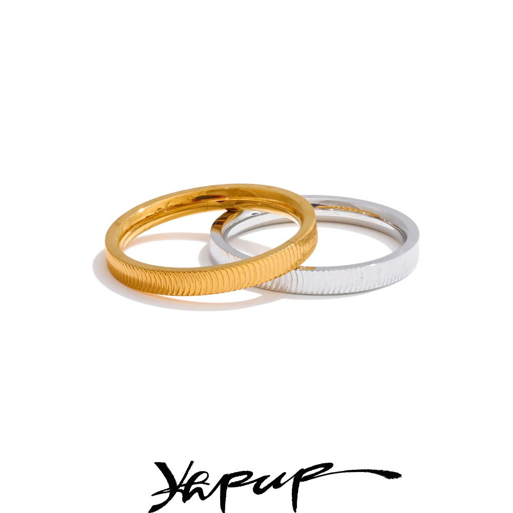 Yhpup Minimalist Polished Metal Round Ring for Women