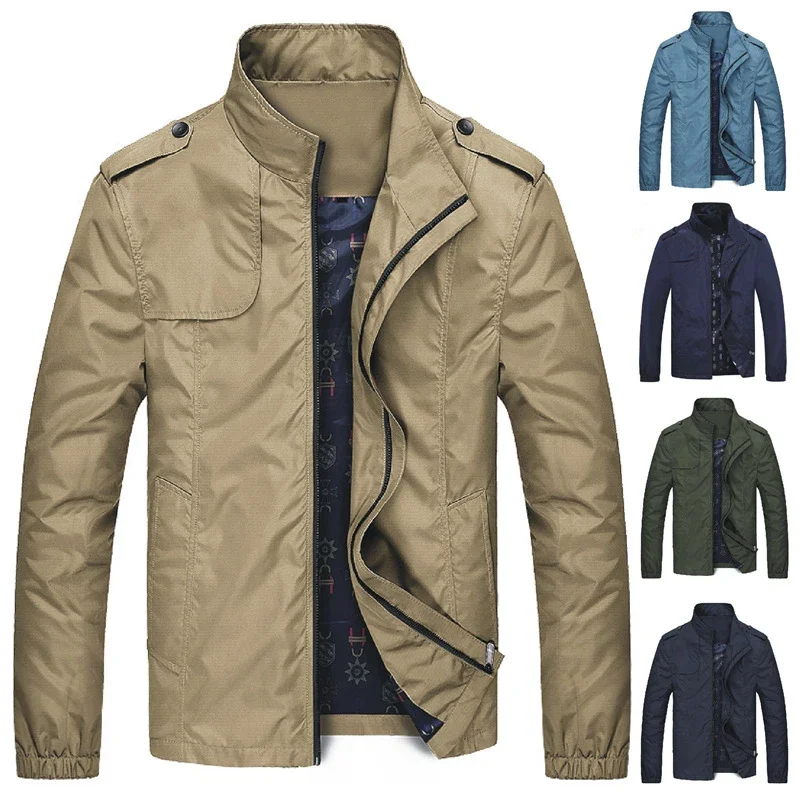 

Autumn Men's Jacket New Casual Stand Collar Waterproof and Windproof Camping Jacket Special Fabric Men's Clothing