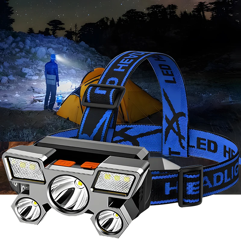 

Индукционный USB Перезаряжаемый 5-светодиодный налобный фонарь, водонепроницаемый, 4 режима, 350 лм, внешняя фара, фонарь со встроенным аккумулятором