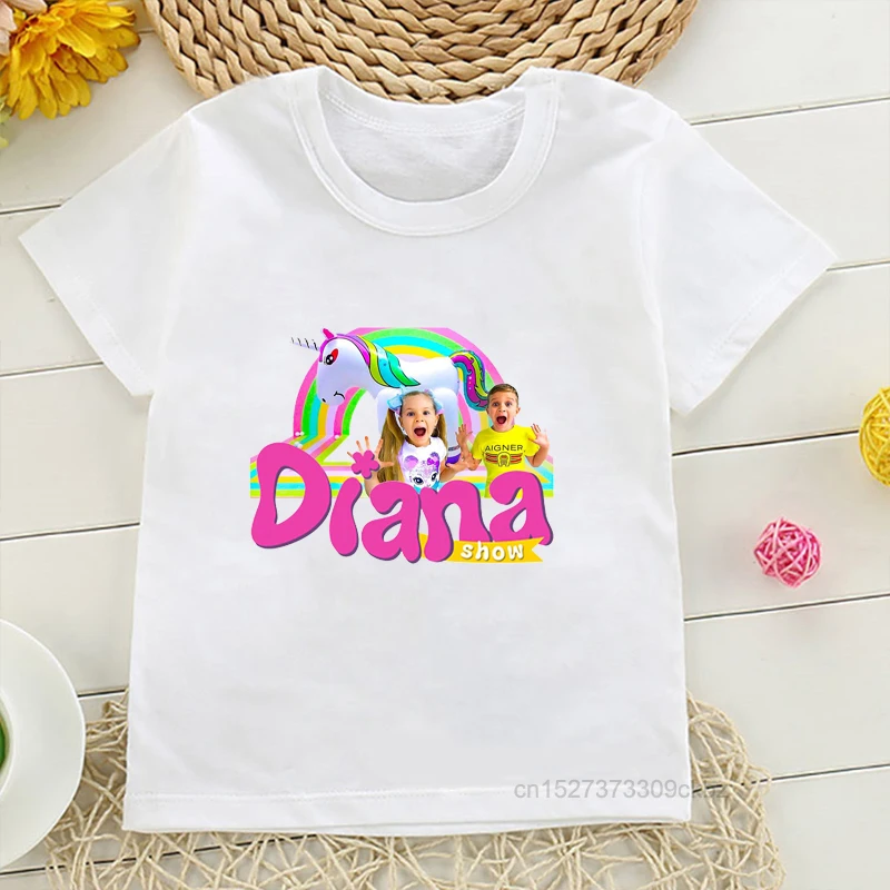 Children'S Tshirts Newly Girls T-Shirt Cute The Kids Diana And Roma Show Print Summer Fashion Girls Clothes Tops