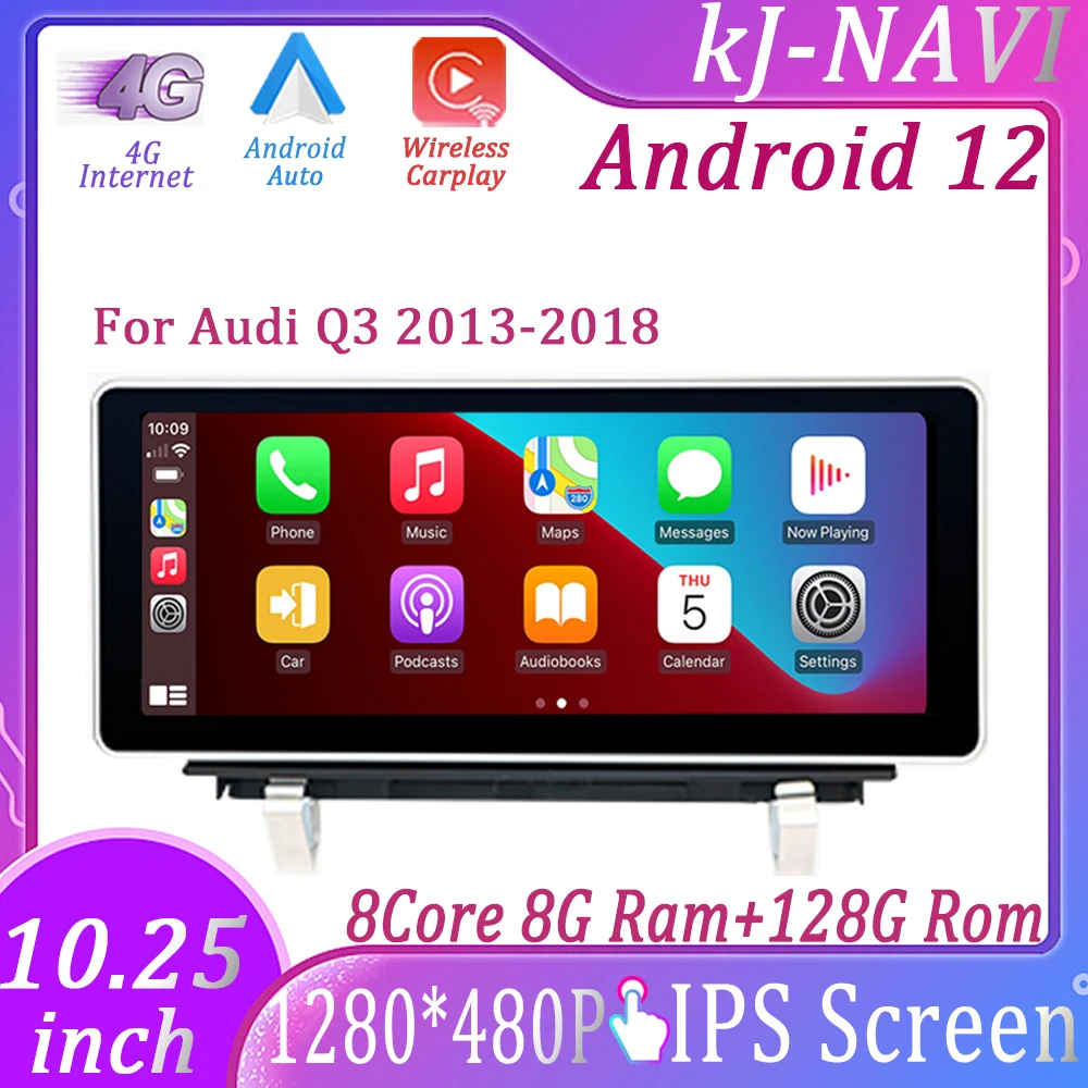 Para audi q3 2013 2018 estéreo carplay android 12 sistema carro