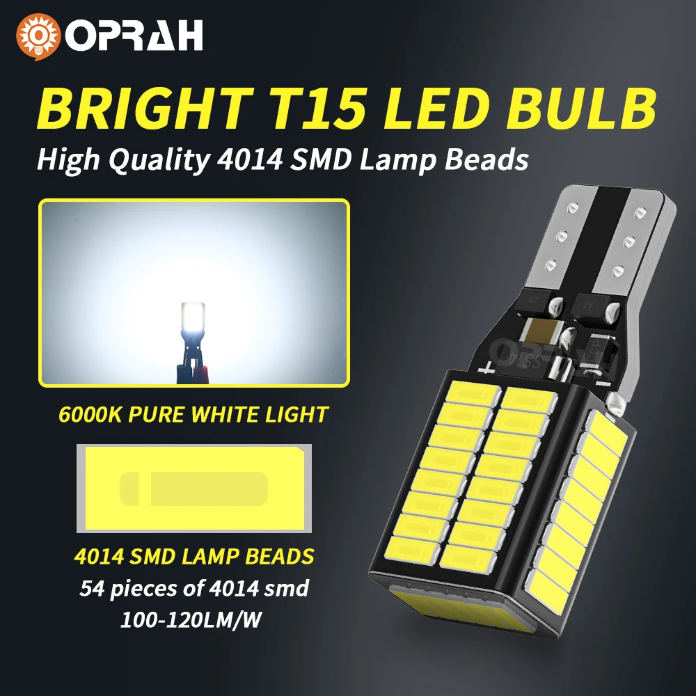 Oprah ڵ   ü LED , ĵ  , 921 912 LED  , 6500K ȭƮ 12V, W16W T15, 2 