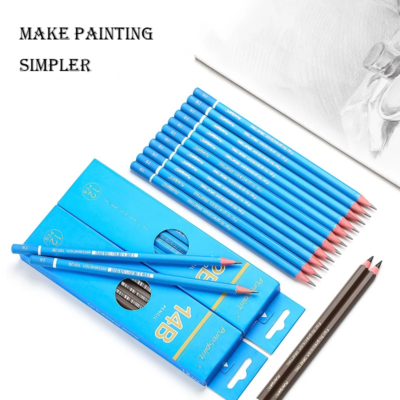 12Pcs 2B/4B Graphite Professional Drawing Pencils Students Stationery Items Kids Art Supplies Back to School Accessories Gift 2