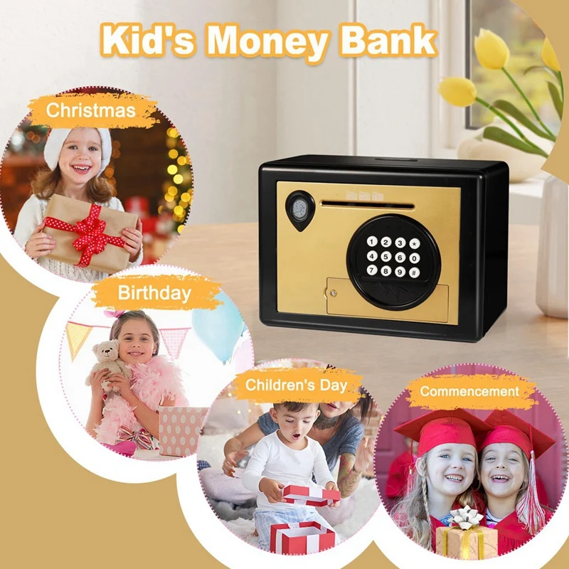 Piggy Bank Money Box ,Electric Fingerprint Password Money Saving Box ,Coin Bank Money Safe Atm Machine Gift For Kids 3