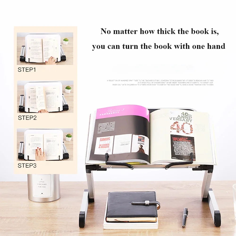 책 조절식 책장 지지대, 독서도 스탠드 요리책, 접이식 거치대 정리함, 360 PC
