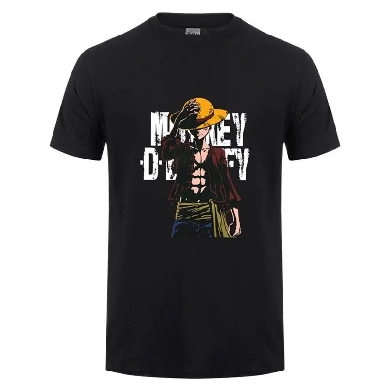 

One Piece Luffy T Shirt Mens Casual Short Sleeve Cotton Tshirts Summer Tee Shirt Homme Streetwear Print Man T-shirt Tops